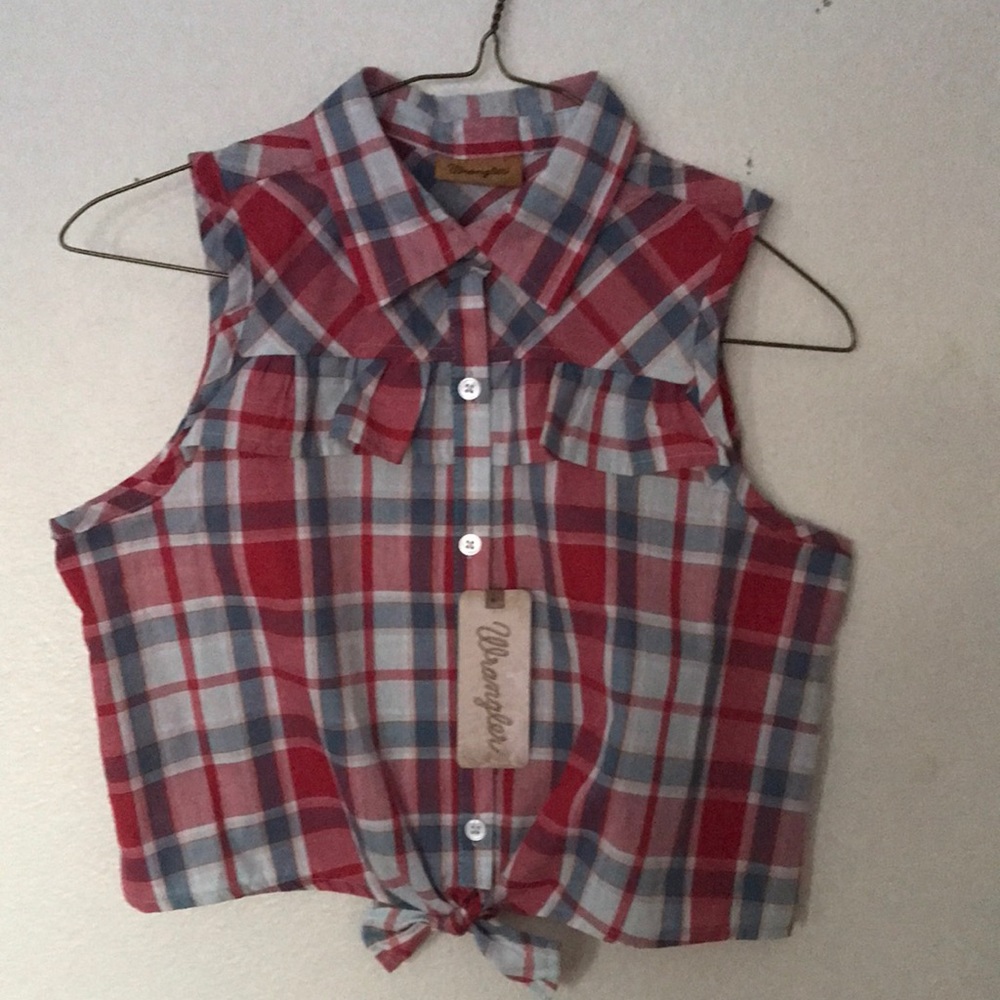 Wrangler girls button up sleeveless top